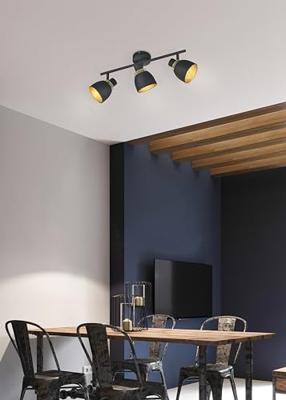 Trio Zwarte plafondlampPunch 3-lichts - R80813032