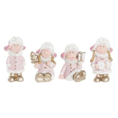 Kerstversiering DKD Home Decor Hars Engel (3,5 x 2,5 x 4 cm) (4 Stuks)