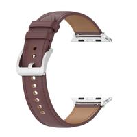 By Qubix - Luxe leren bandje - Donkerbruin - Compatible met Apple Watch 44mm / 45mm / 46mm / 49mm - Compatible Apple watch bandjes - thumbnail