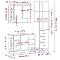 3-delige Badkamermeubelset bewerkt hout grijs sonoma eikenkleur - thumbnail