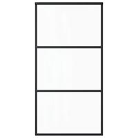VidaXL Schuifdeur 102x205 cm esg-glas en aluminium zwart - thumbnail