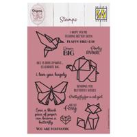 Nellie's Choice • clear stamps origami tekst en dieren 14st. - thumbnail