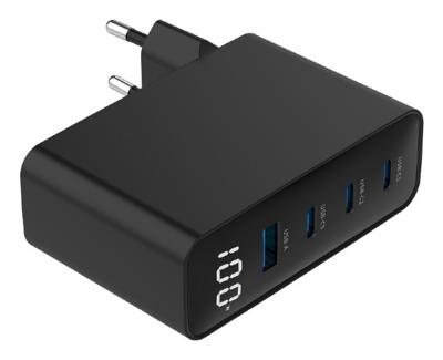 USB snellader 1xA, 3xC 100W Power Delivery zwart