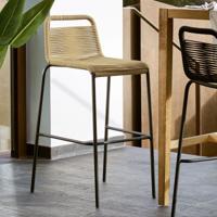 Kave Home - Lambton kruk in bruin touw en staal met zwarte afwerking - thumbnail