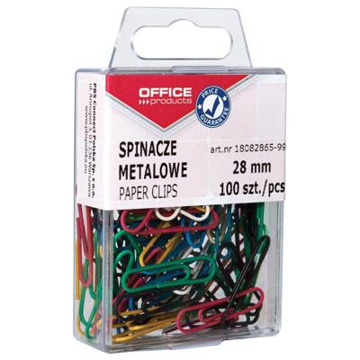 OFFICE products papierklemmen, 28 mm, geassorteerde kleuren, ophangdoosje van 100 stuks