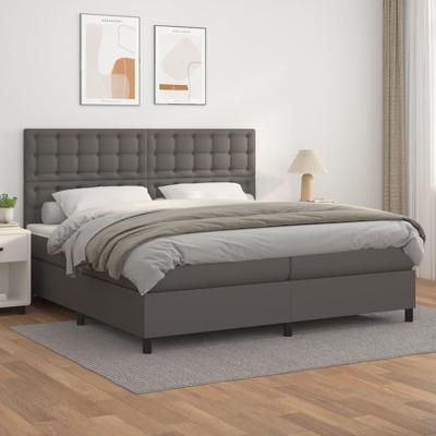 Boxspring met matras kunstleer grijs 200x200 cm