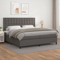 Boxspring met matras kunstleer grijs 200x200 cm - thumbnail