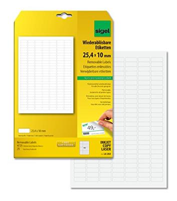Sigel LA202 Universele etiketten 25.4 x 10 mm Papier Wit 4725 stuk(s) Weer verwijderbaar Inkjet, Laser (zwart/wit), Laser (kleur), Kopiëren (zwart/wit), Sigel LA202 Universele etiketten 25.4 x 10 mm Papier Wit 4725 stuk(s) Weer verwijderbaar Inkjet, Laser (zwart/wit), Laser (kleur), Kopiëren (zwart/wit),