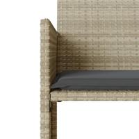 Tuinbank 2-zits tafel en voetenbanken poly rattan lichtgrijs - thumbnail