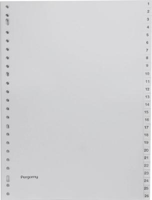 Pergamy tabbladen, ft A4, 23-gaatsperforatie, grijze PP, set 1-52