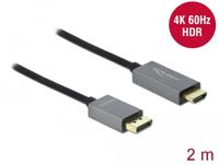 Delock 85929 DisplayPort-kabel DisplayPort / HDMI Aansluitkabel DisplayPort-stekker, HDMI-A-stekker 2 m Zwart, Grijs Vergulde steekcontacten, 4K UHD - thumbnail
