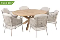 Prado Tafel Teak met 6 Puccini Stoelen - thumbnail