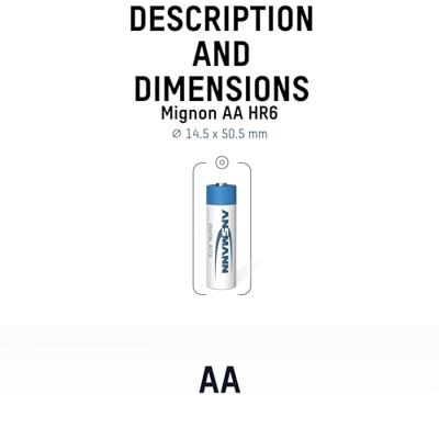 ANSMANN Accu AA 2.850 mAh (min. 2.650 mAh) NiMH 1,2 V (4 stuks) - oplaadbare penlitebatterijen AA, hoge capaciteit voor een hoog stroomverbruik