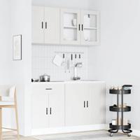 4-delige Keukenkastenset Porto bewerkt hout wit - thumbnail