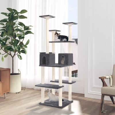 VidaXL Kattenmeubel met sisal krabpalen 167 cm donkergrijs