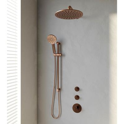 Brauer Copper Edition Thermostatische Regendoucheset Inbouw - Hoofddouche 30 cm - Gebogen Wandarm - Handdouche 3 Standen - Doucheslang - Geintegreerde Glijstang