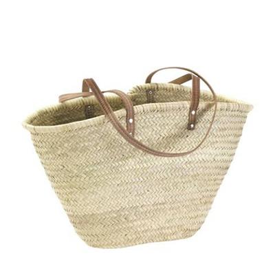 Palmbladtas met leren schouderhengsel