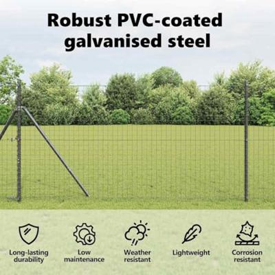 VidaXL Euro hek grijs 1 x 10 m pvc-gecoat ijzer