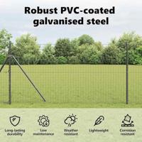 VidaXL Euro hek grijs 1 x 10 m pvc-gecoat ijzer - thumbnail