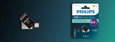 USB-stick 3.1 Philips USB-C 2-in-1 midnight black 64GB