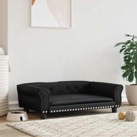 VidaXL Hondenmand 95x55x30 cm kunstleer zwart - thumbnail