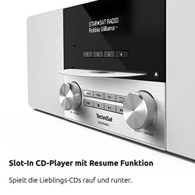 TechniSat DIGITRADIO 3 Radio DAB+, VHF (FM) CD, USB, Bluetooth Incl. afstandsbediening, Wekfunctie, Acculaadfunctie Wit