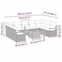 Tuinbankenset met opslag 10 pcs Grijs poly rattan - thumbnail