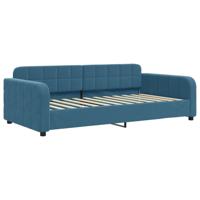Slaapbank met onderschuifbed 90x200 cm fluweel blauw - thumbnail