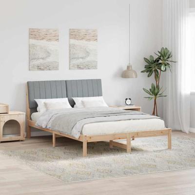 Bedframe met hoofdeinde Bruin 135 x 190 cm Stof Bedframe met hoofdeinde Bruin 135 x 190 cm Stof