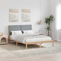 Bedframe met hoofdeinde Bruin 135 x 190 cm Stof - thumbnail