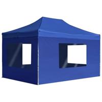 VidaXL Partytent inklapbaar met wanden 4,5x3 m aluminium blauw - thumbnail