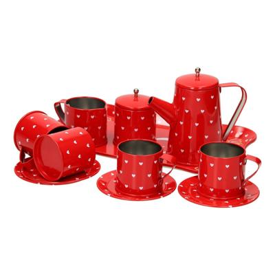 Tinnen Theeservies Rood Tinnen Theeservies Rood