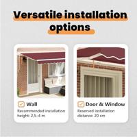 VidaXL Inklapbaar zonnescherm bordeauxrood 350 x 200 cm stof - thumbnail