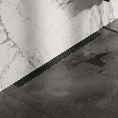 Brauer Douchegoot met Standaard Rooster en Flens Voor Wandmontage - 90 cm - Zwart