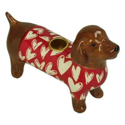 Kersten kandelaar aardewerk hond 20x7x13.5cm multi