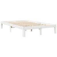 Bed met boekenkast zonder matras grenenhout wit 140x190 cm - thumbnail