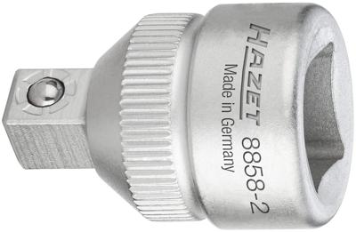 HAZET Verloopstuk 8858-2 · 3/8 inch (10 mm) vierkant hol · 1/4 inch (6,3 mm) vierkant massief · Lengte: 26 mm HAZET Verloopstuk 8858-2 · 3/8 inch (10 mm) vierkant hol · 1/4 inch (6,3 mm) vierkant massief · Lengte: 26 mm