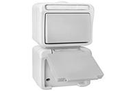 Peranova 102441 Pera Schakel-/stopcontact combinatie spatwaterdicht Lichtgrijs, Donkergrijs 1 stuk(s) - thumbnail