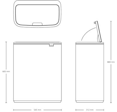Brabantia Bo touch bin 2x30 liter matt black - thumbnail