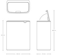 Brabantia Bo Touch Bin Afvalbak - 2x30 liter - 2 kunststof binnenemmers - matt black 221484 - thumbnail