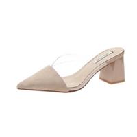 Mode puntige kop dikke bottom sandalen slippers SIZ: 37 (beige) - thumbnail