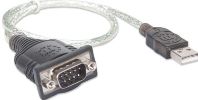 Manhattan 205146 seriële kabel Zwart, Transparant 0,45 m USB Type-A D-Sub (DB-9)