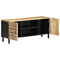 Tv-meubel 105x33,5x46 cm massief ruw mangohout zwart - thumbnail
