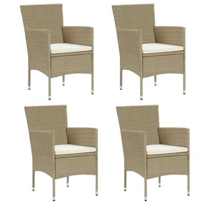Tuinstoelen 4 st poly rattan beige