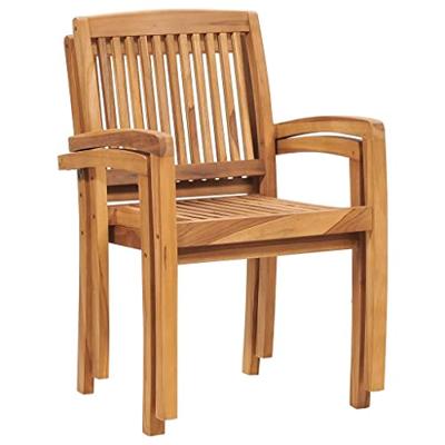 Tuinstoelen stapelbaar 2 st massief teakhout
