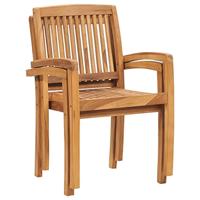 Tuinstoelen stapelbaar 2 st massief teakhout - thumbnail