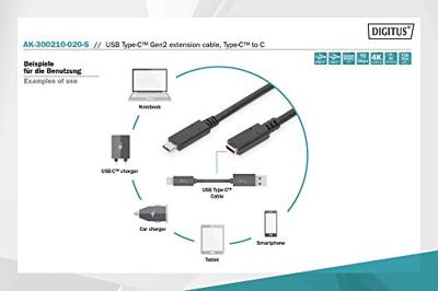 Digitus AK-300210-020-S USB-kabel USB 2.0 USB-C stekker, USB-C bus 2.00 m Zwart Flexibel, Folie afscherming, Afscherming gevlochten