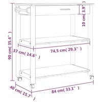 Keukentrolley MONZA 84x40x88,5 cm massief grenenhout - thumbnail