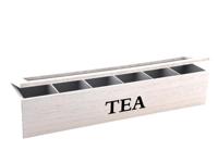 Svenska Living Theedoos hout 6-vaks 9x43x9cm wit - thumbnail