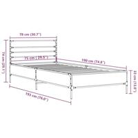 Bedframe bewerkt hout en metaal grijs sonoma eiken 75x190 cm - thumbnail